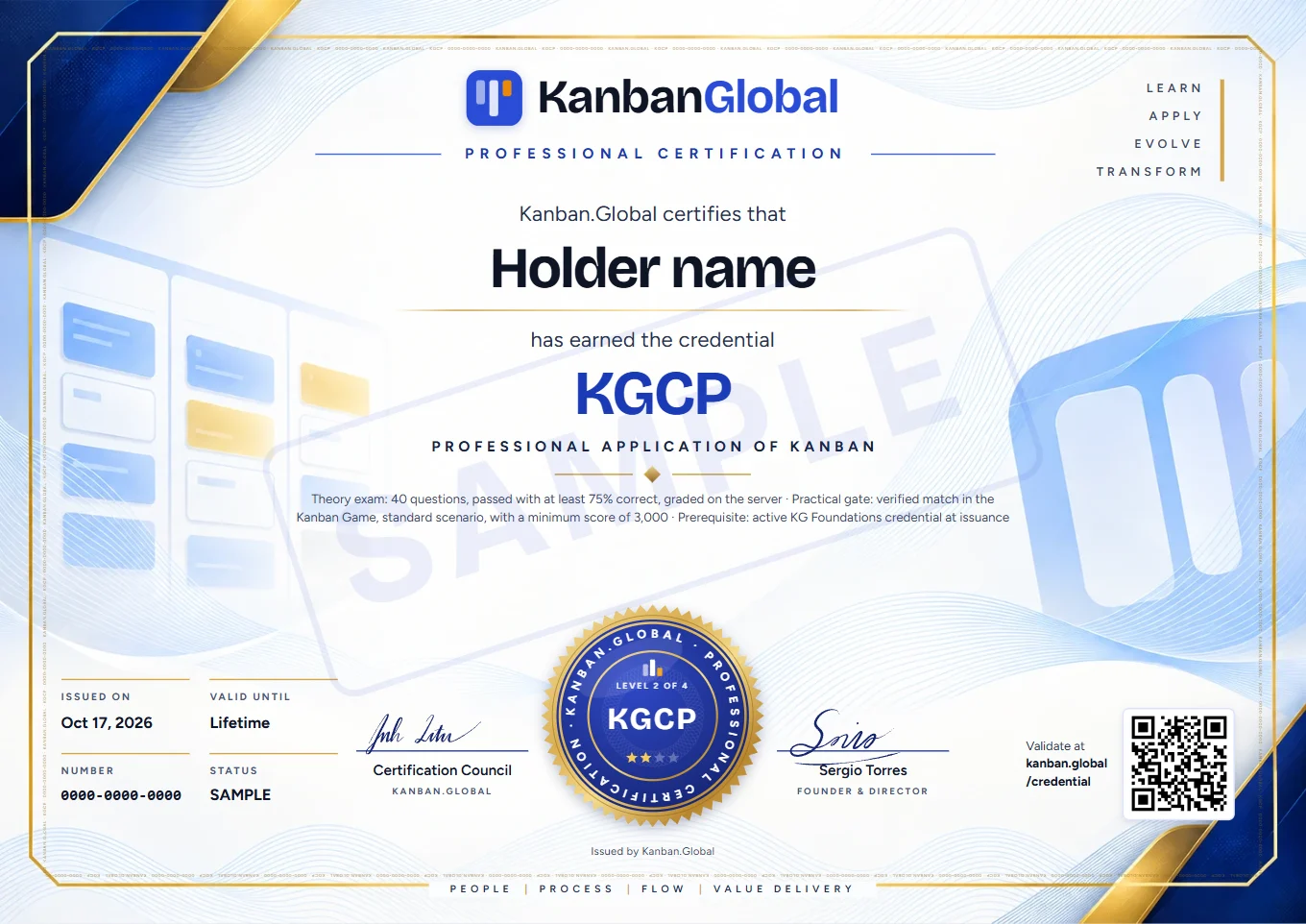 Como é o certificado: KGCP
